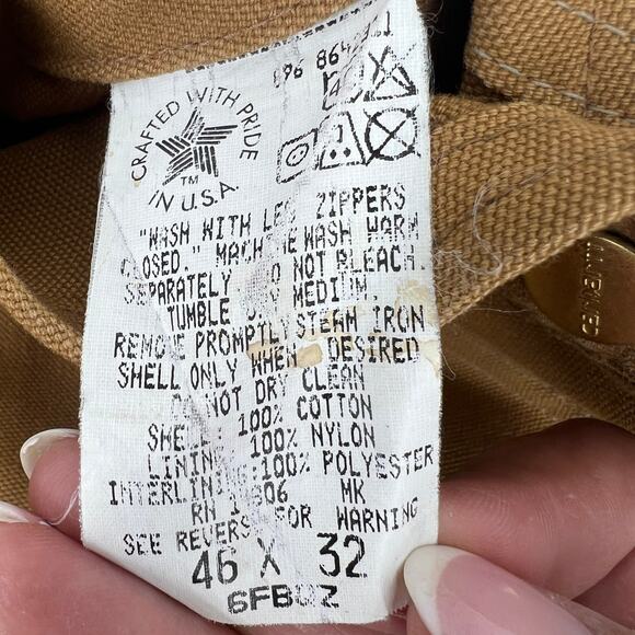 Vintage Carhartt Insulated Red Quilted Fully Lined Bib Work Overalls 46 x 32 - Picture 8 of 10